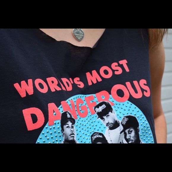 N.W.A Rhinestone Crop Top - Picture 2 of 5